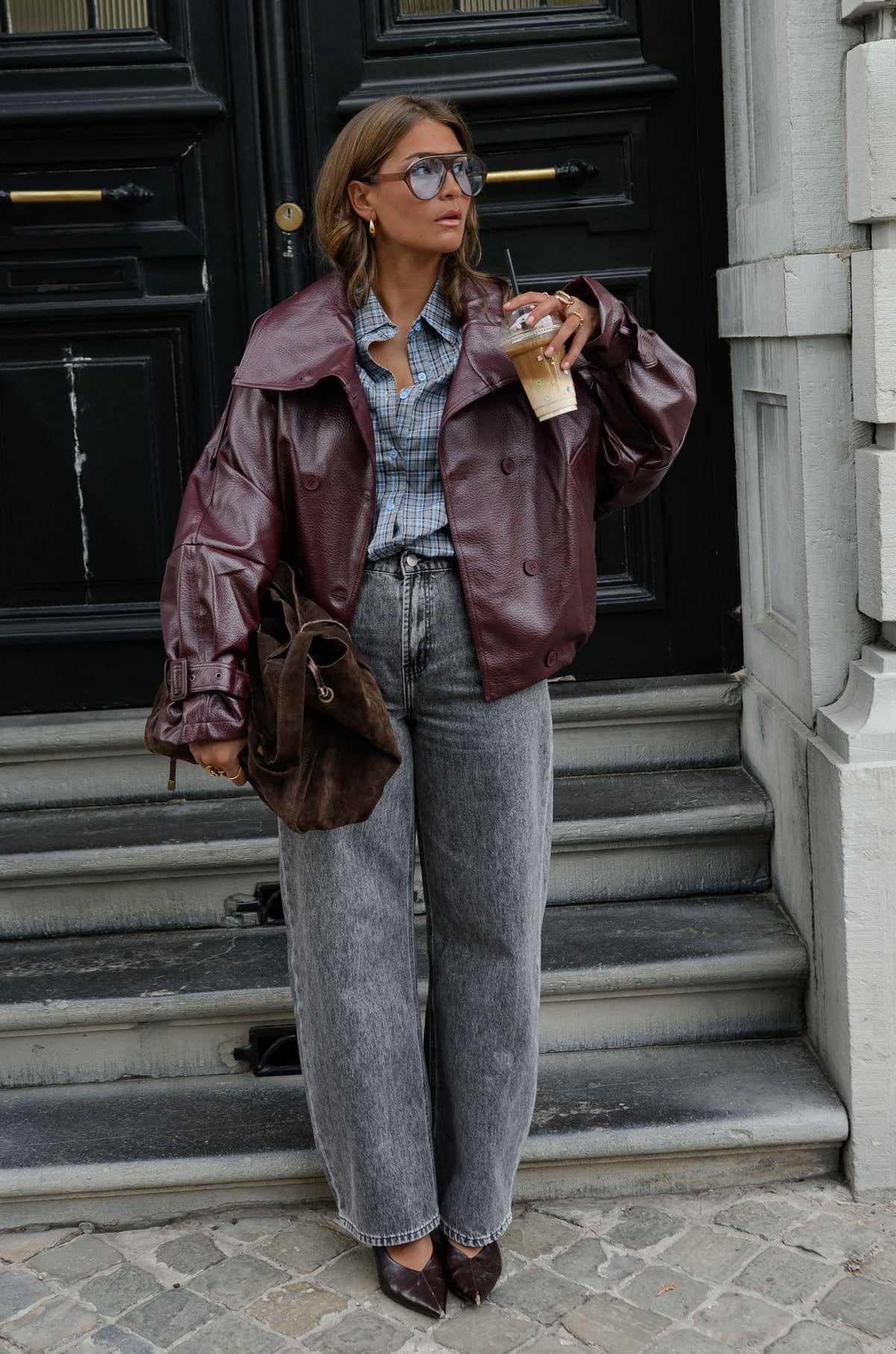 Veste Rhoda - bordeaux en cuir