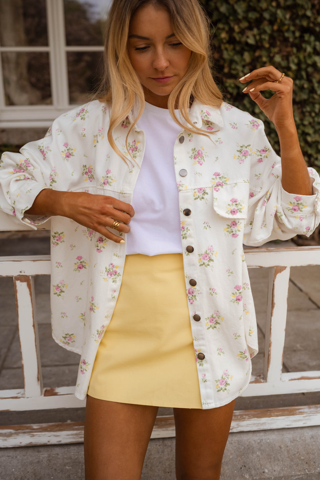 Veste Romy - écrue à fleurs