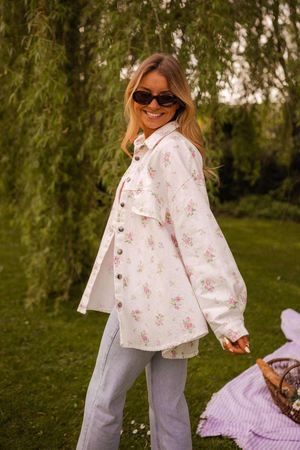 Veste Romy - écrue à fleurs