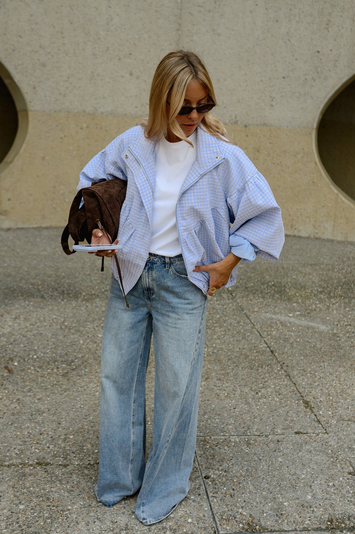Veste Yann - mauve à carreaux