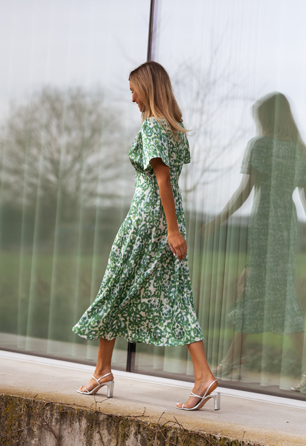 Robe Adena - verte à motifs