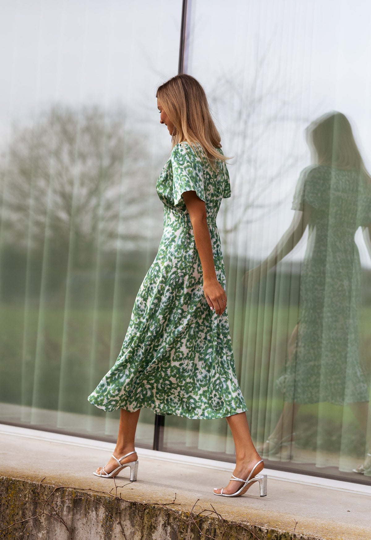Robe Adena - verte à motifs