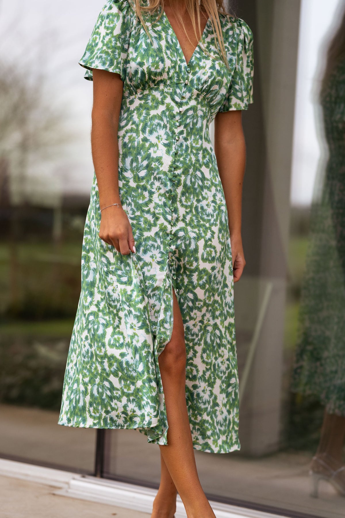 Robe Adena - verte à motifs
