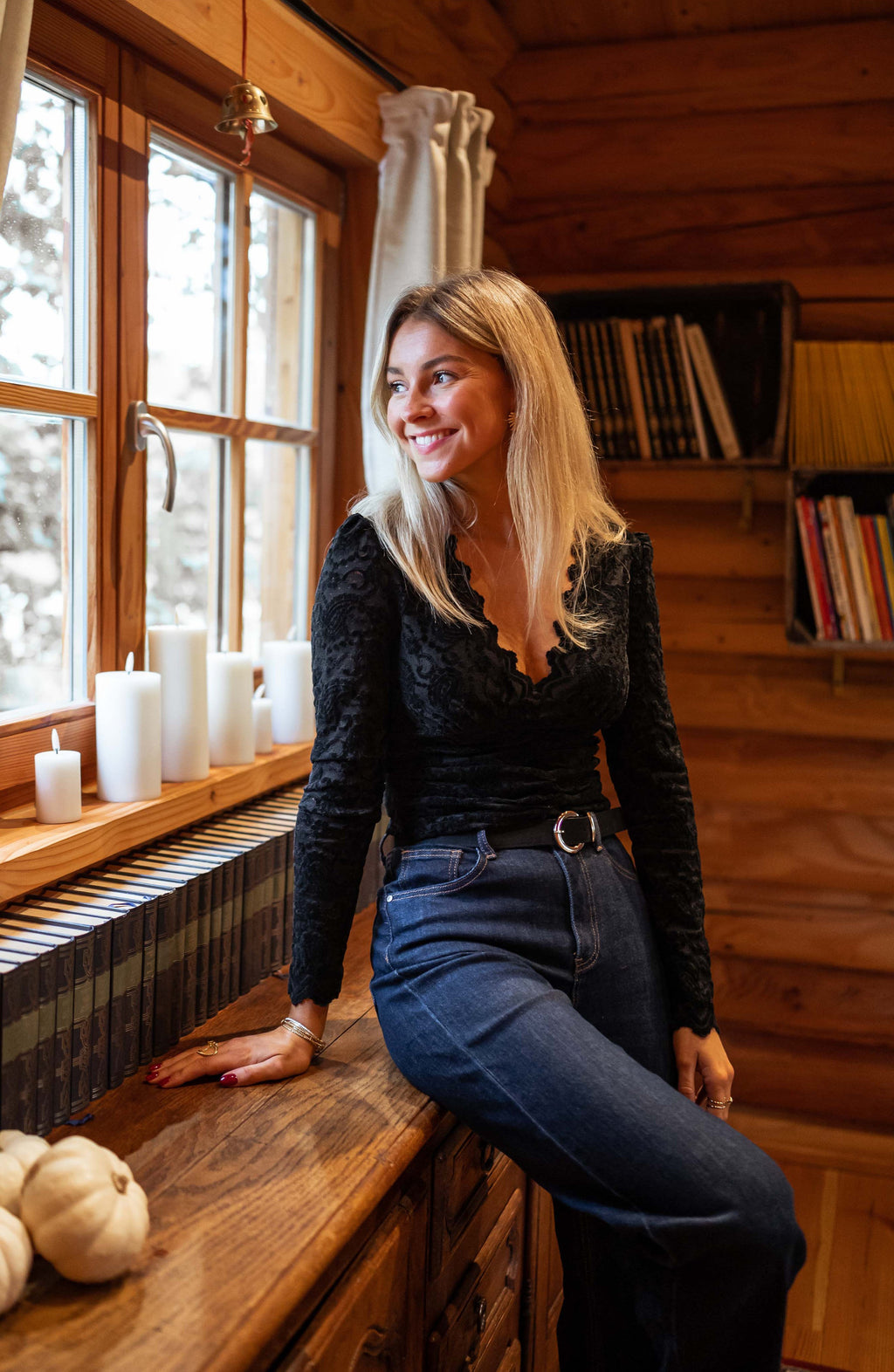 Blouse Leslie - noire à dentelle