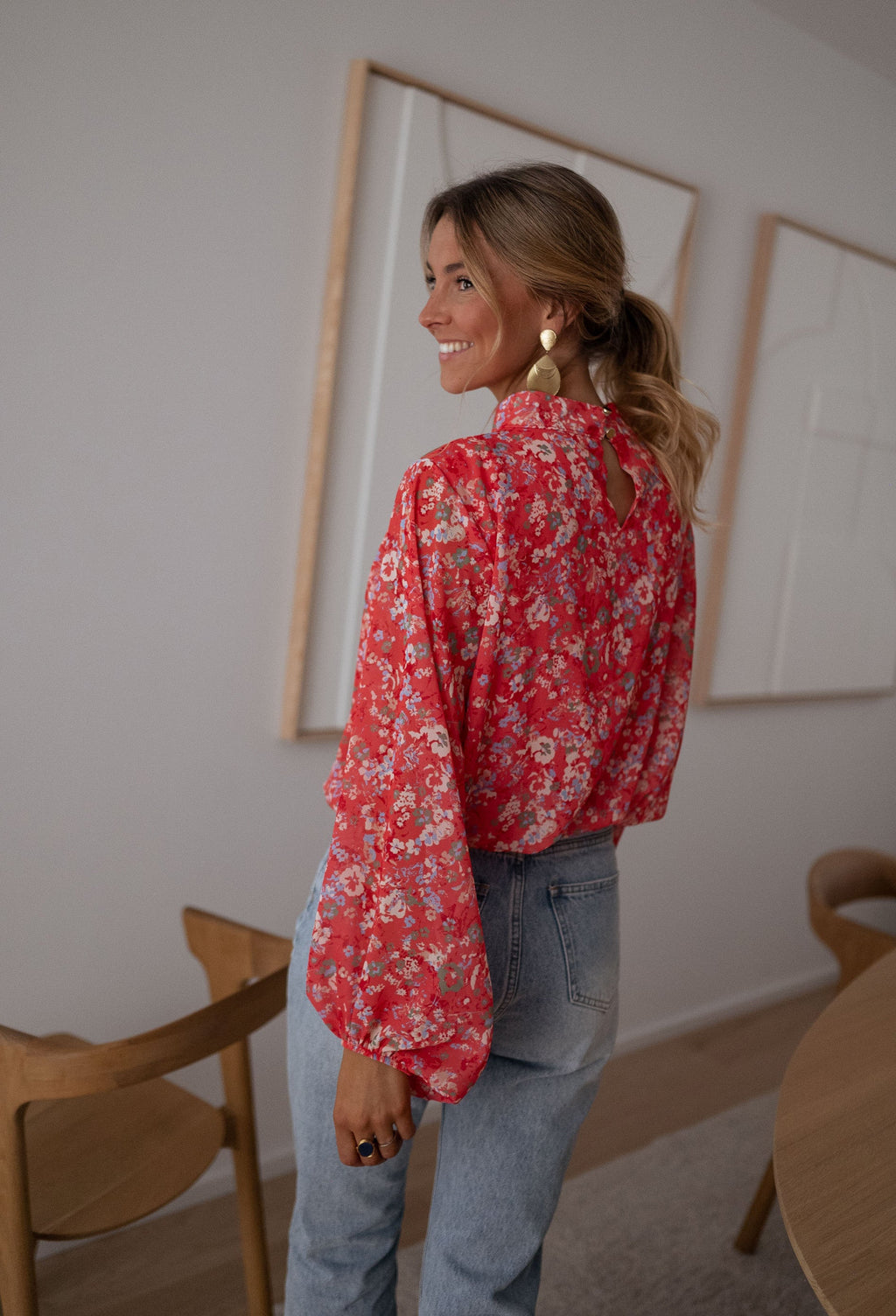 Blouse Doma - corail à fleurs