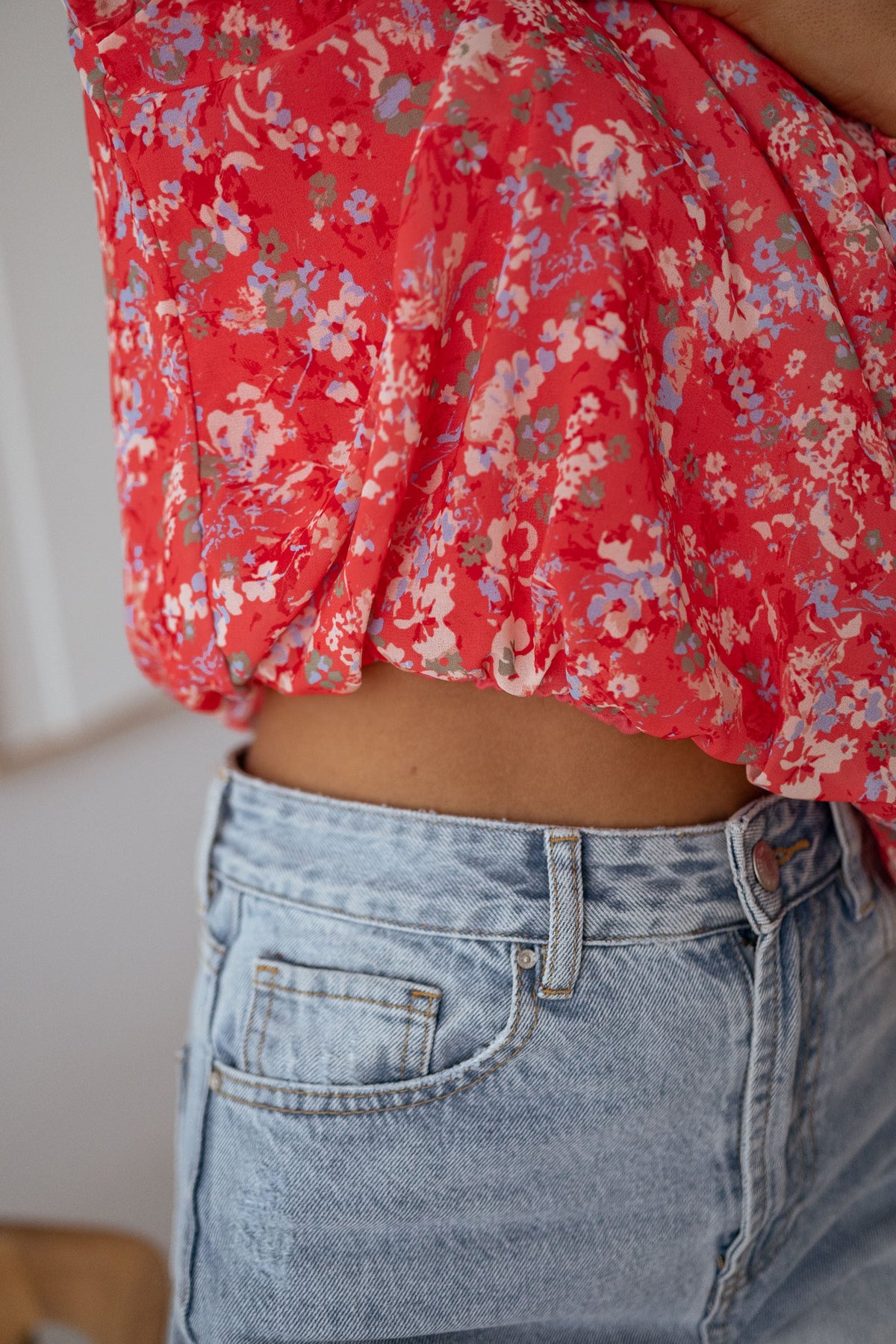 Blouse Doma - corail à fleurs