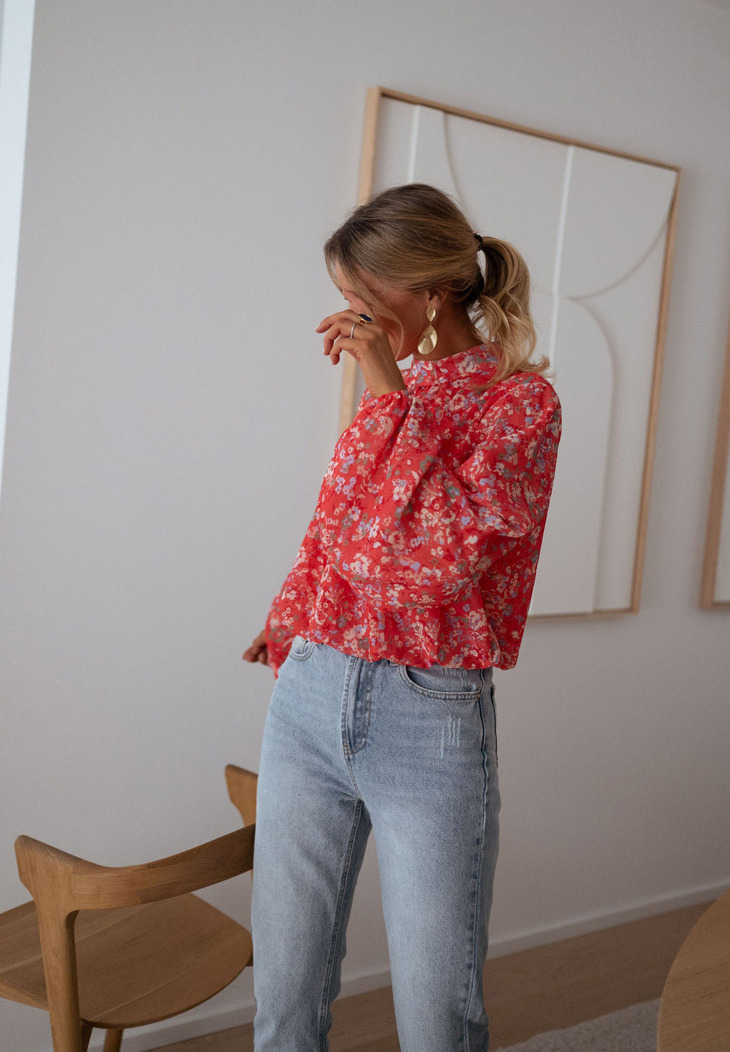 Blouse Doma - corail à fleurs