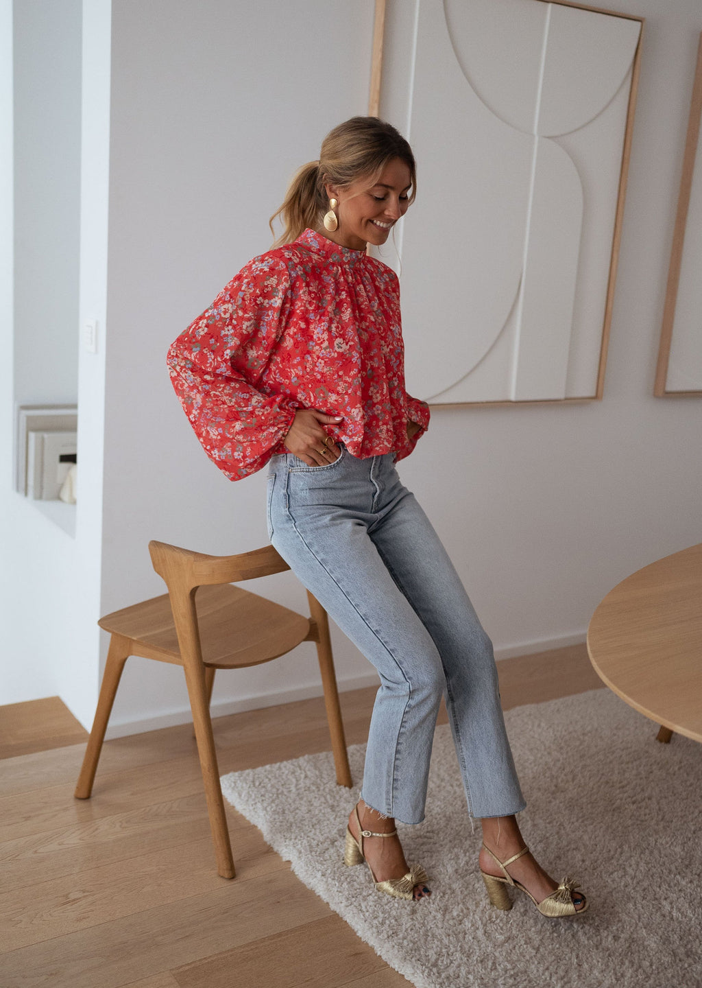 Blouse Doma - corail à fleurs