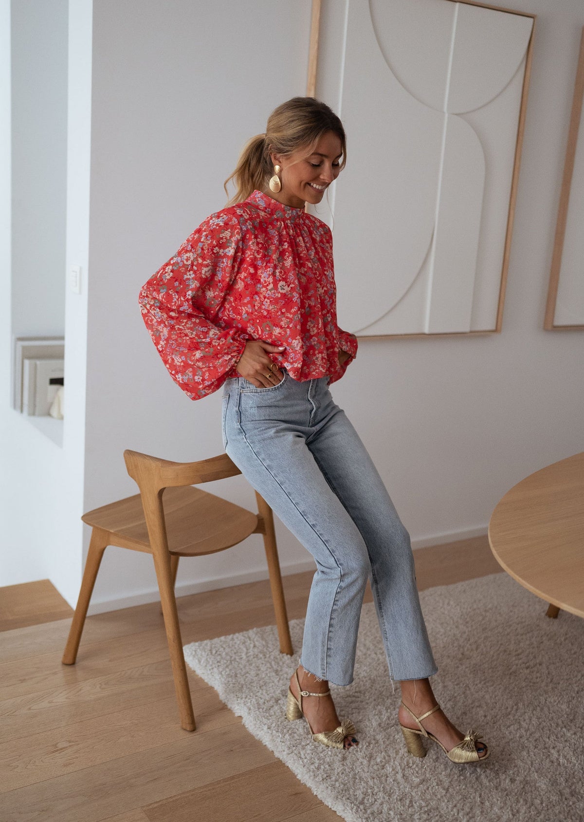 Blouse Doma - corail à fleurs