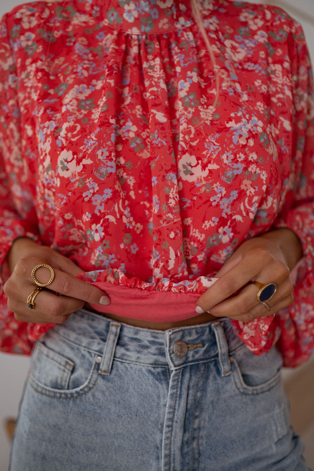Blouse Doma - corail à fleurs