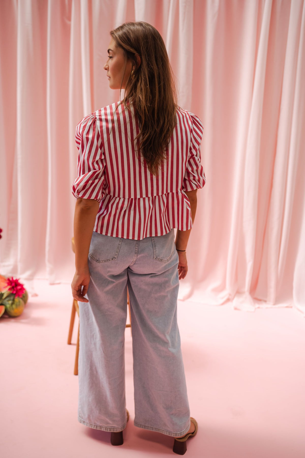 Blouse Gillie - rouge à lignes