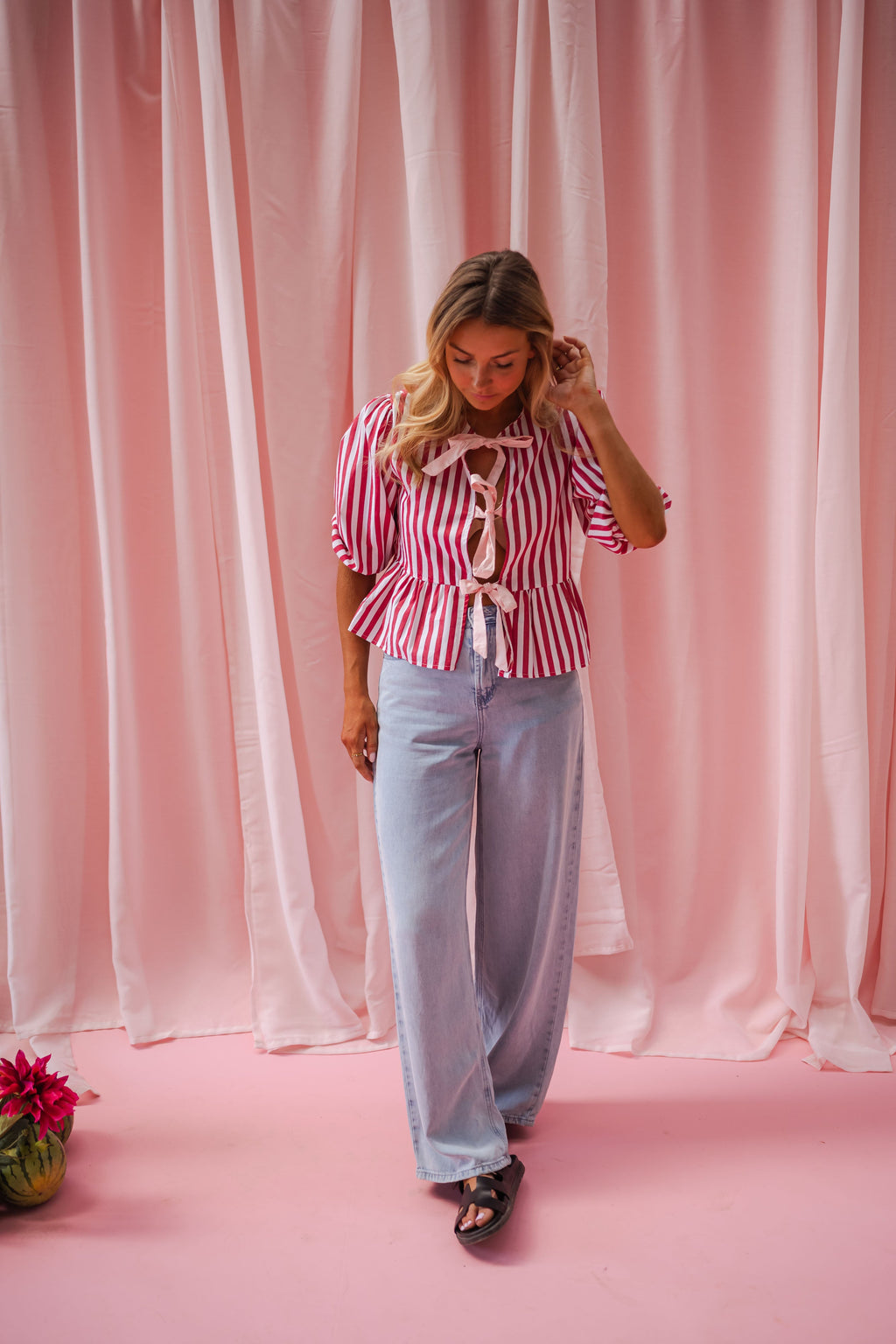 Blouse Gillie - rouge à lignes