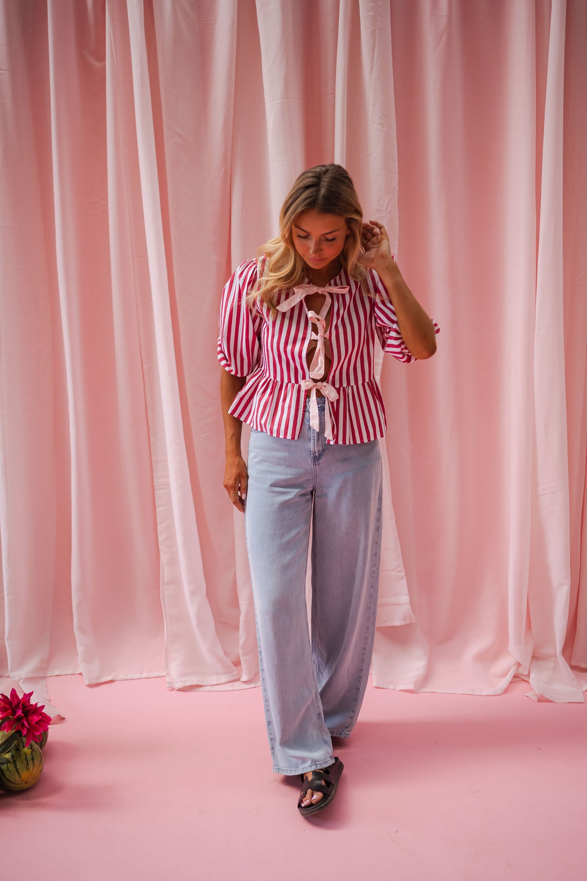 Blouse Gillie - rouge à lignes