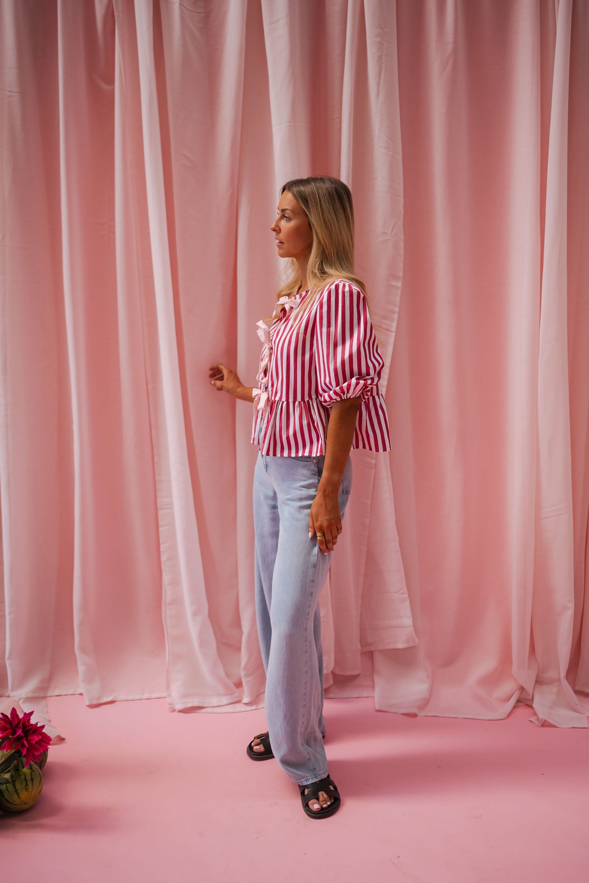 Blouse Gillie - rouge à lignes
