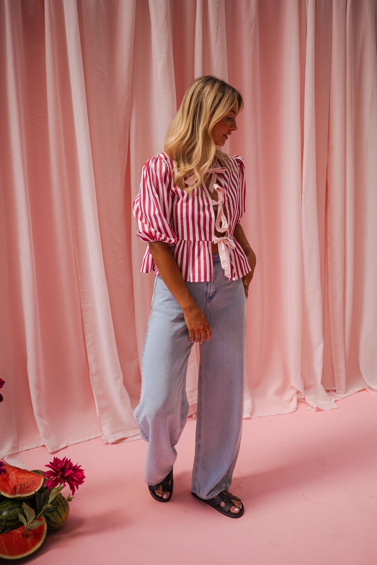 Blouse Gillie - rouge à lignes