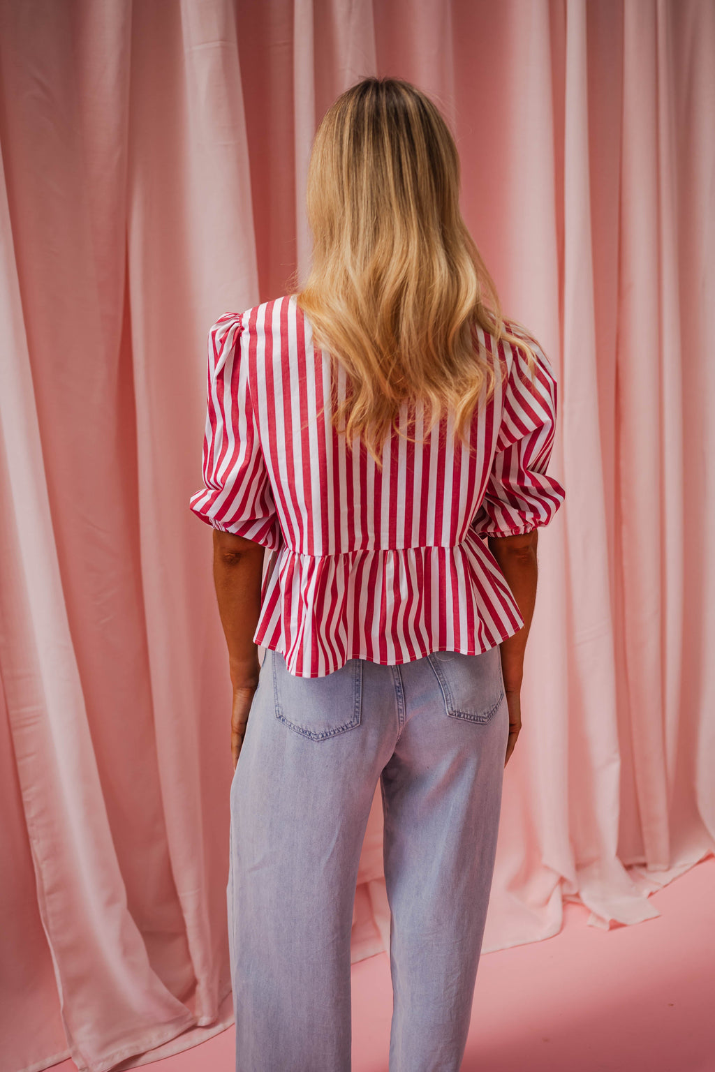 Blouse Gillie - rouge à lignes