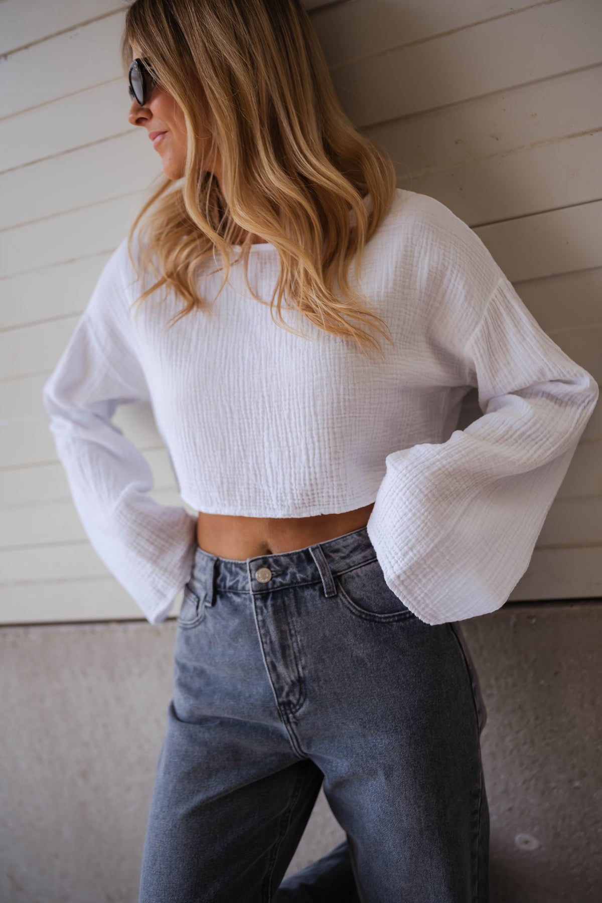 Blouse Gwendy - blanche en gaze de coton