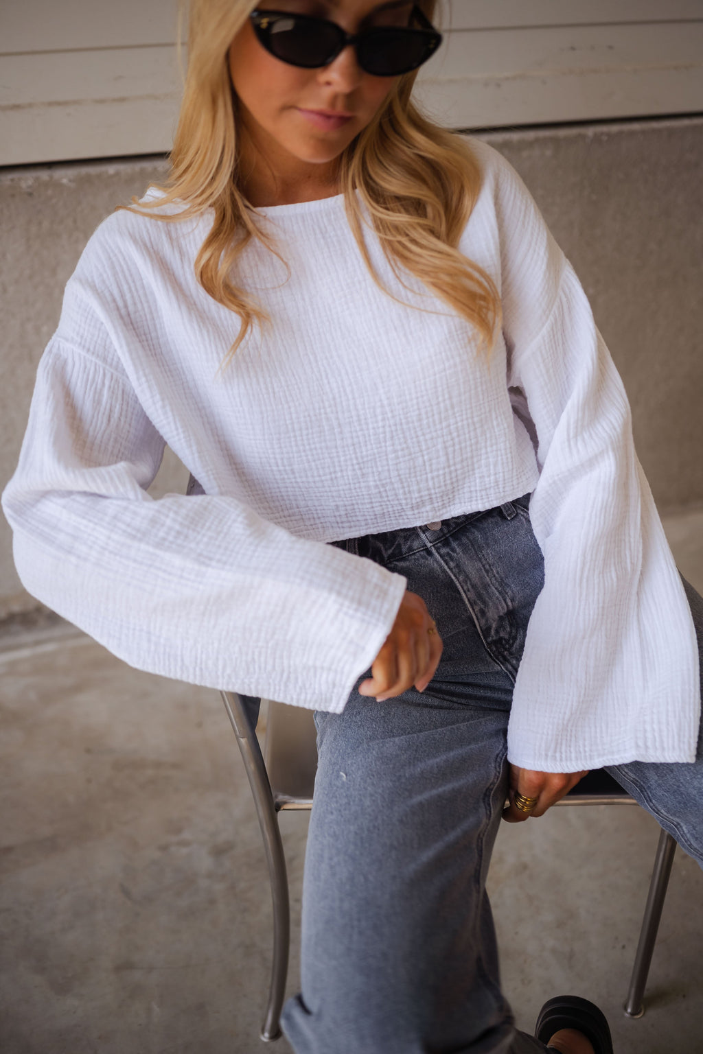 Blouse Gwendy - blanche en gaze de coton