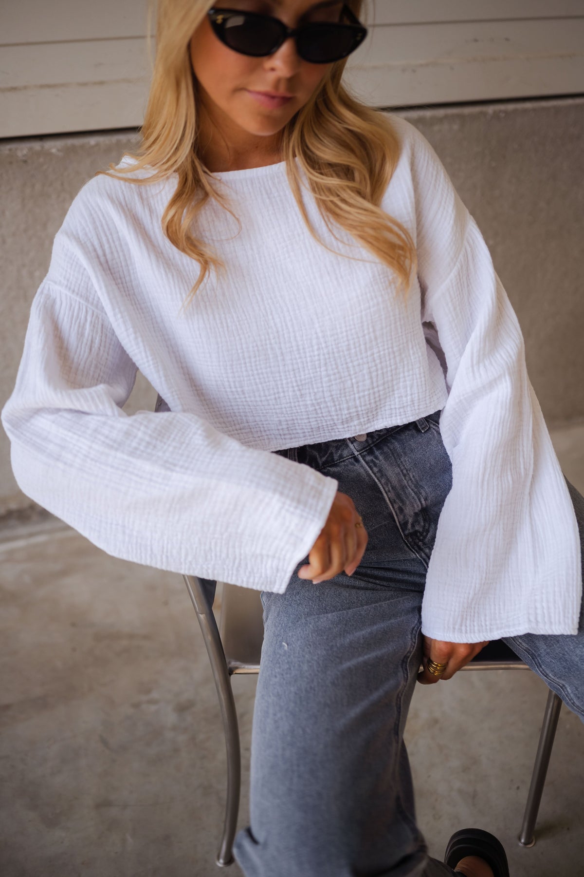 Blouse Gwendy - blanche en gaze de coton