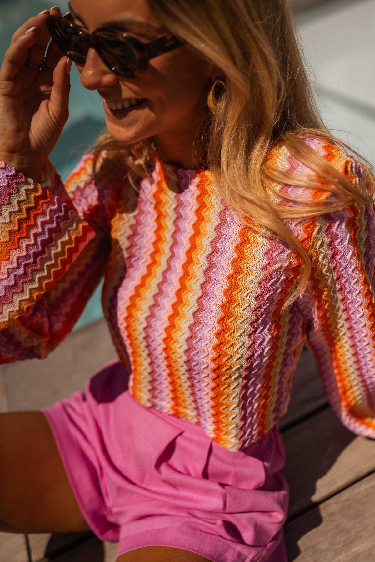 Blouse Sohane - rose, orange et jaune