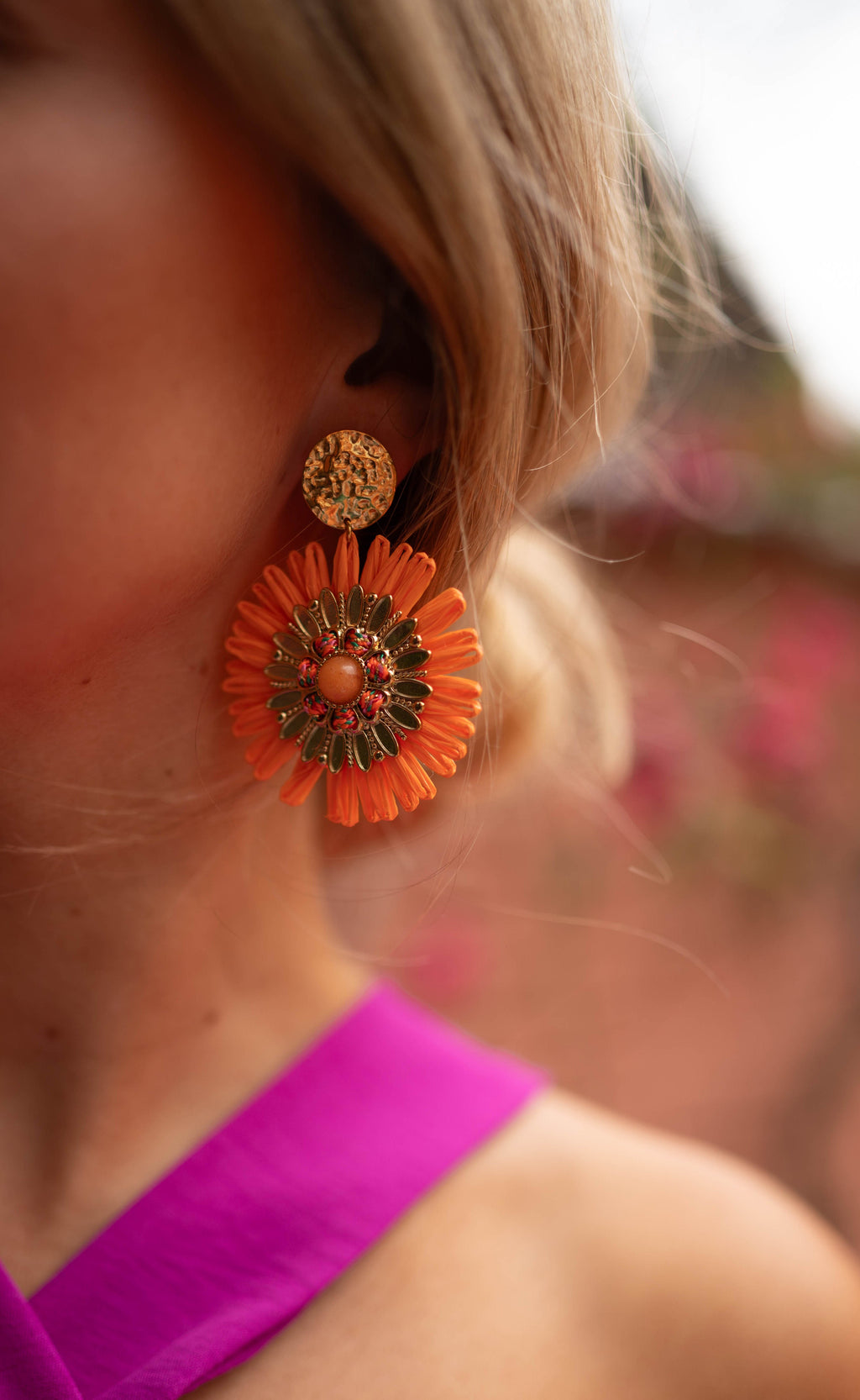 Boucles d’oreilles Aynu - oranges et dorées