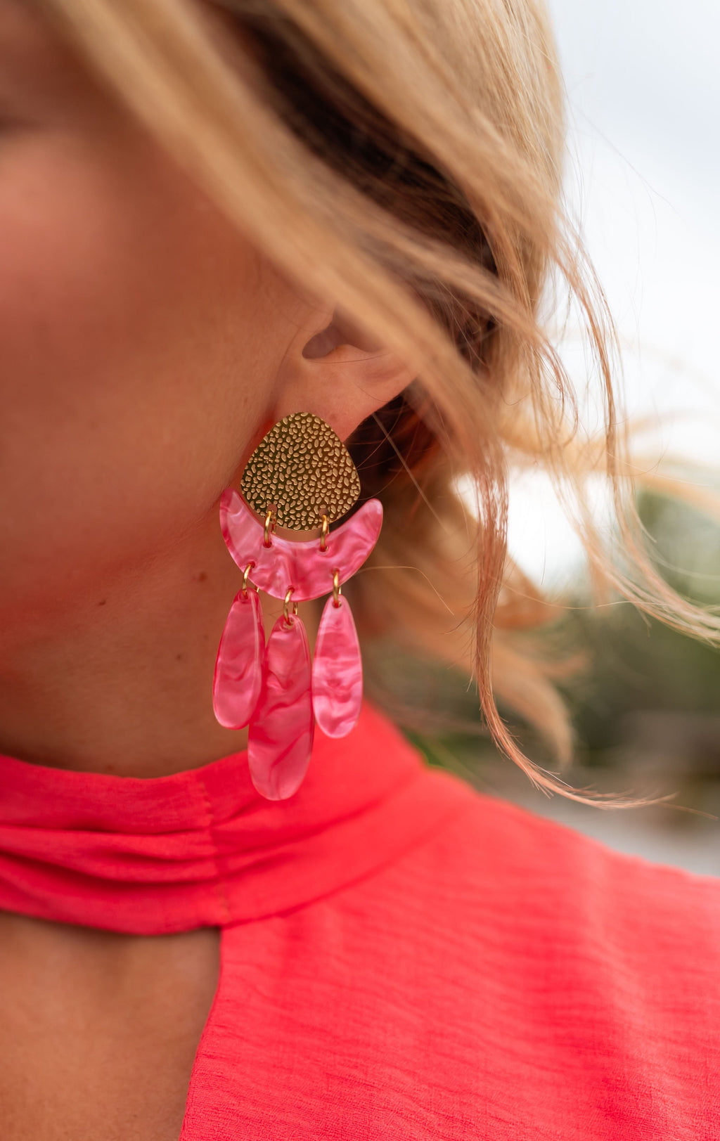 Boucles d’oreilles Dwayne - roses et dorées