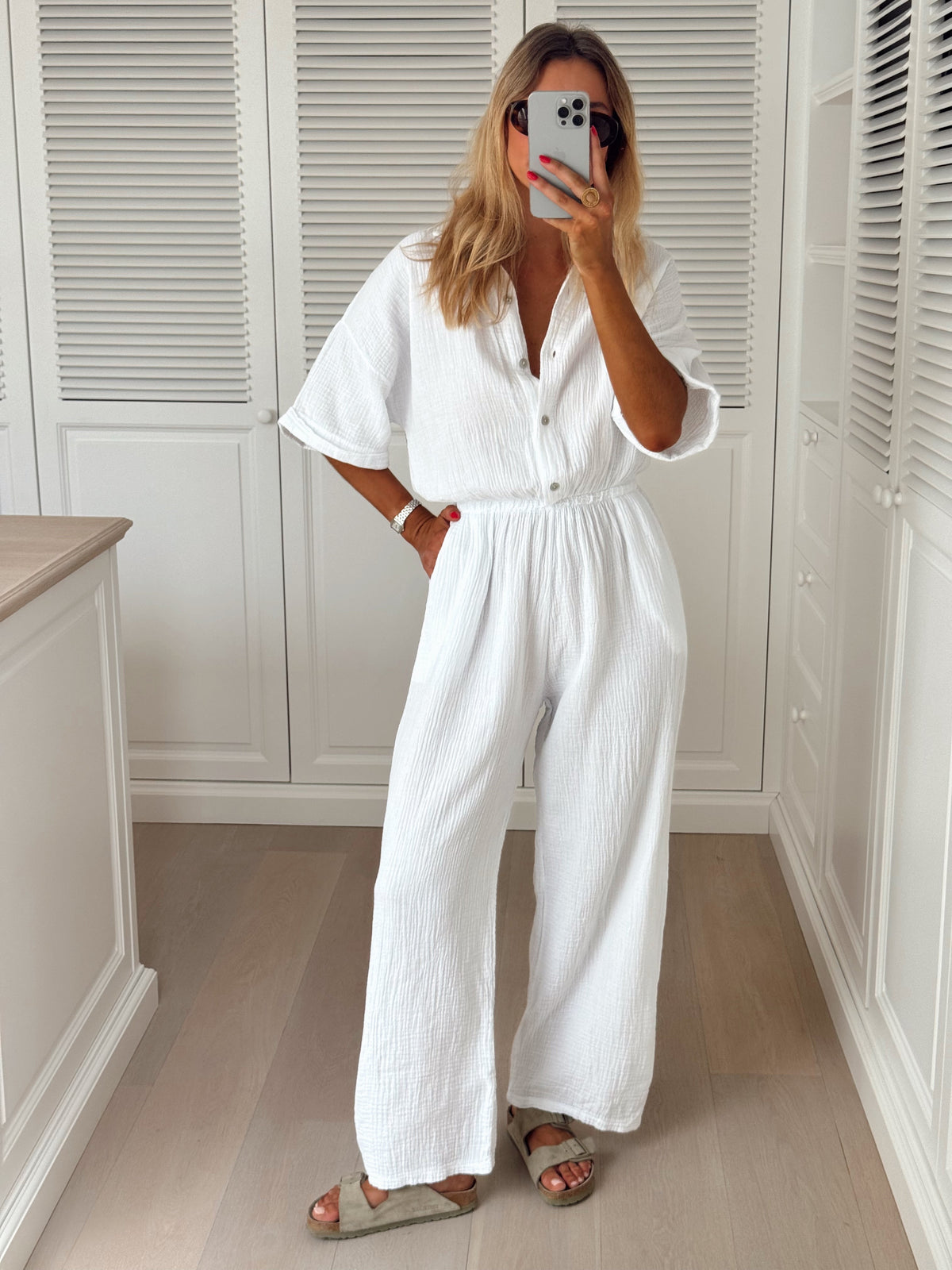 Combinaison Toma - blanche en gaze de coton
