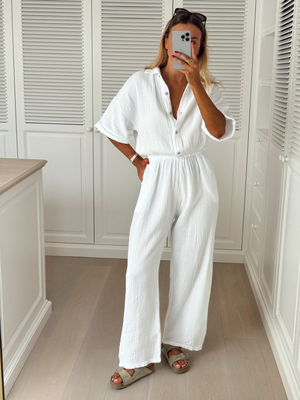 Combinaison Toma - blanche en gaze de coton