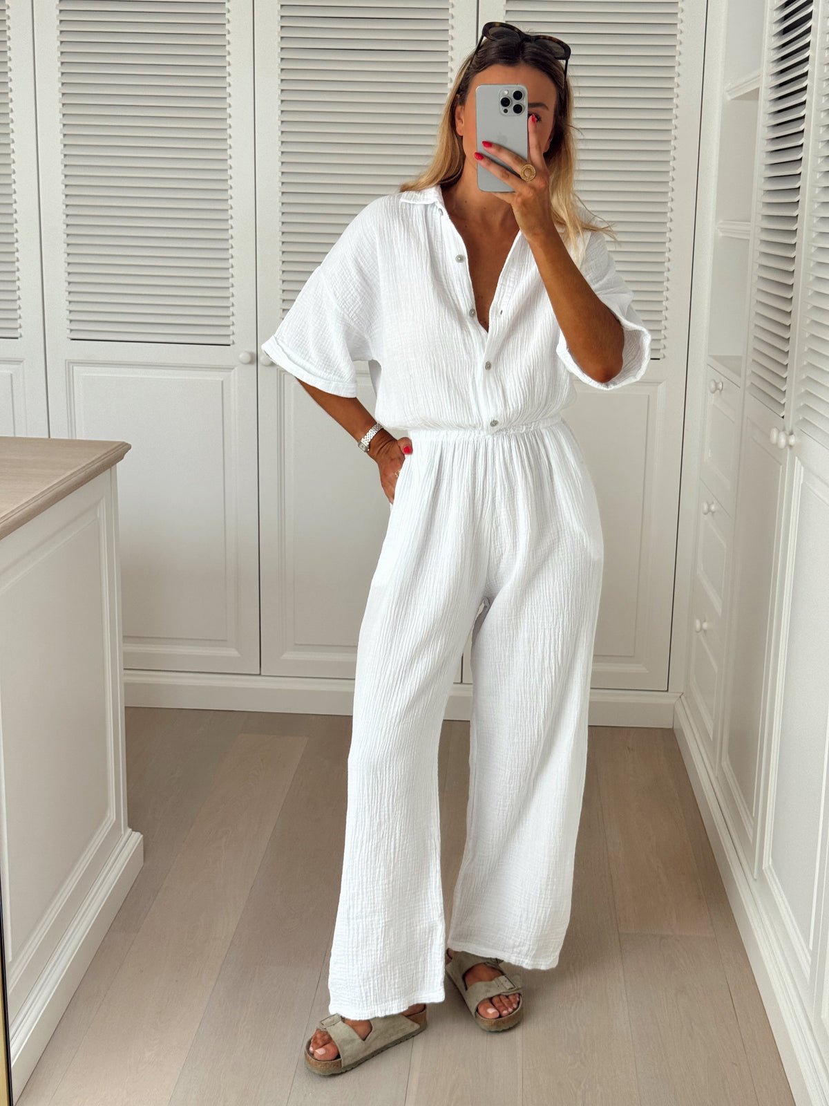 Combinaison Toma - blanche en gaze de coton