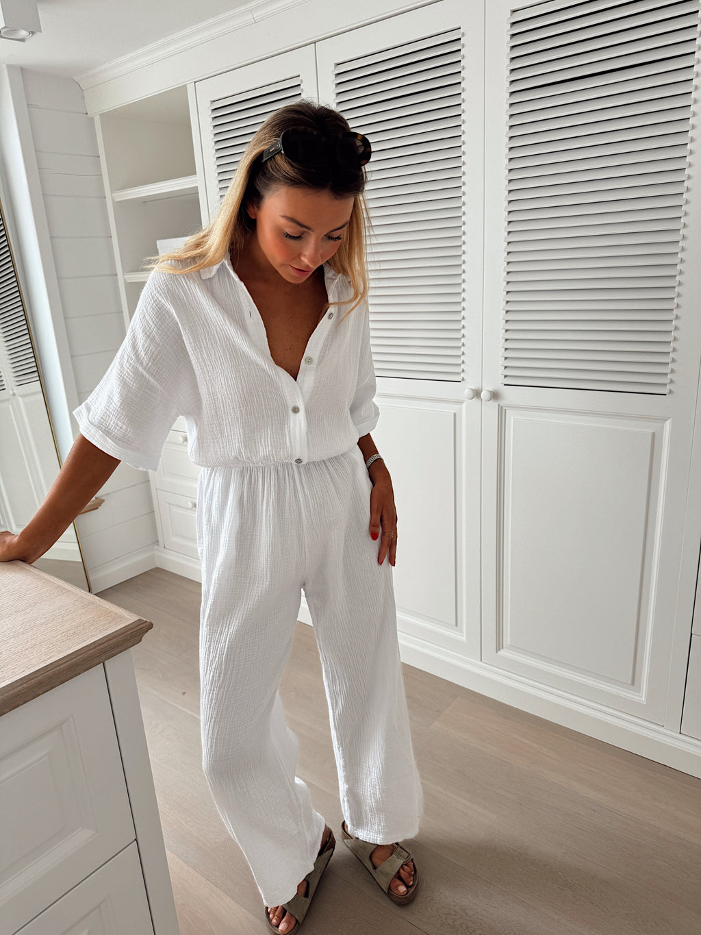 Combinaison Toma - blanche en gaze de coton