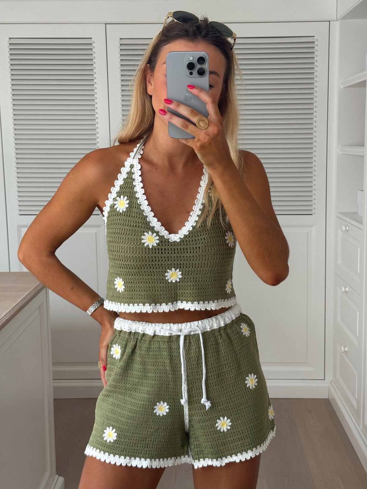 Ensemble Loly - kaki en crochet