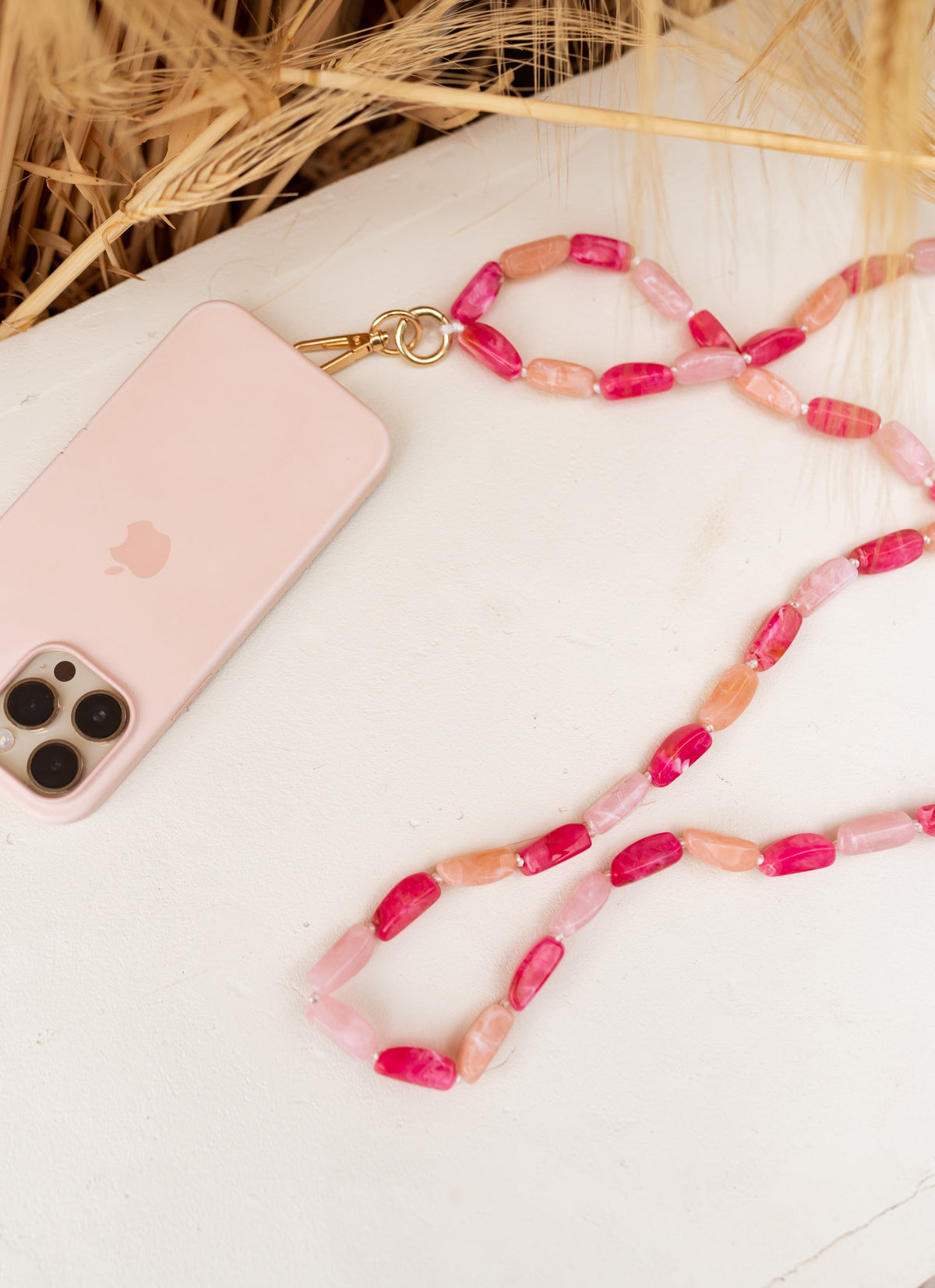 Cordon de téléphone Feder - en perles roses