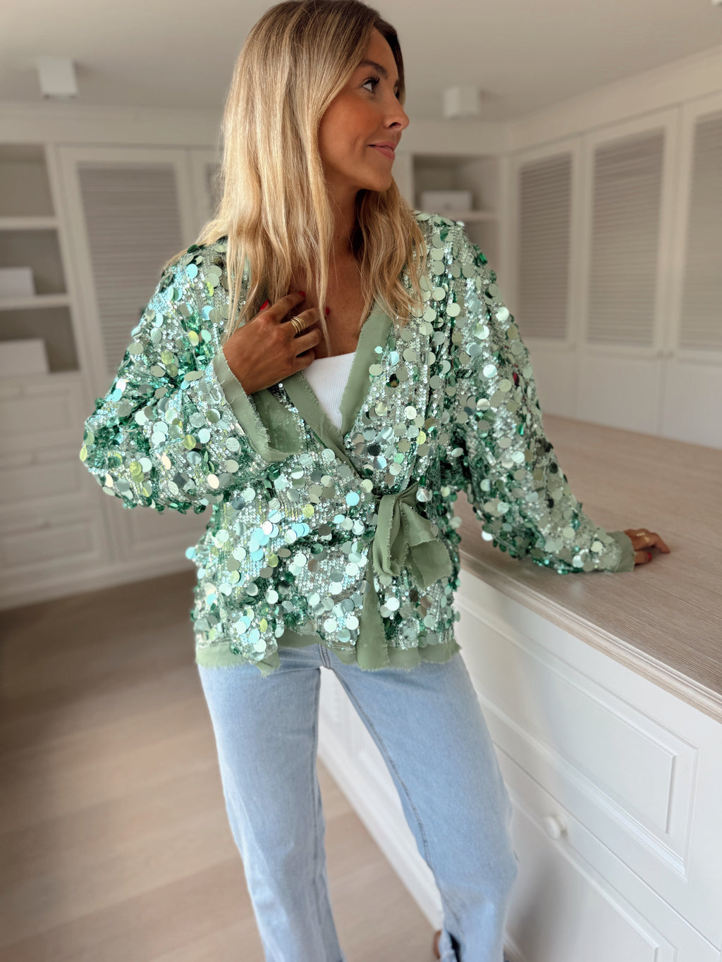 Gilet Phibie - vert à paillettes