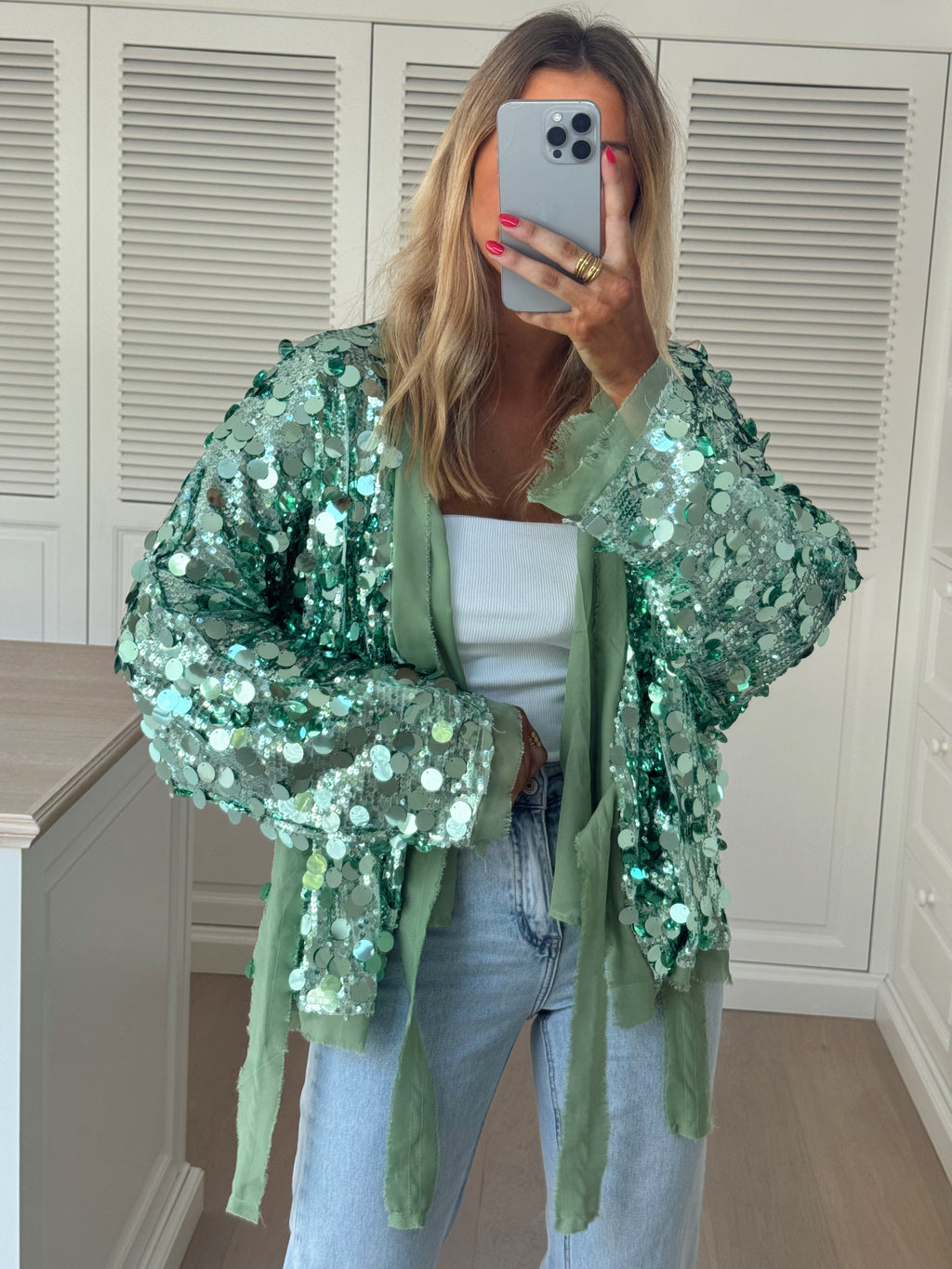 Gilet Phibie - vert à paillettes