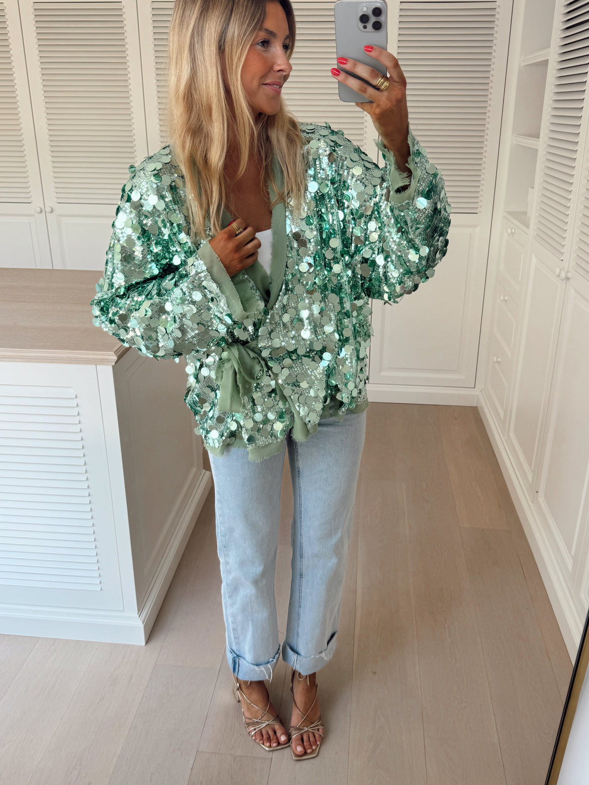 Gilet Phibie - vert à paillettes