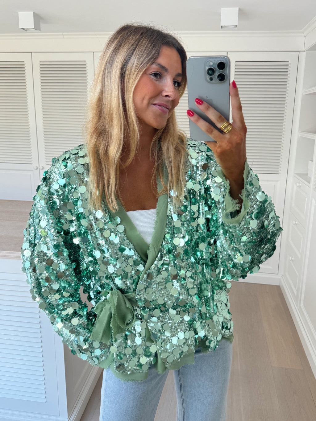 Gilet Phibie - vert à paillettes