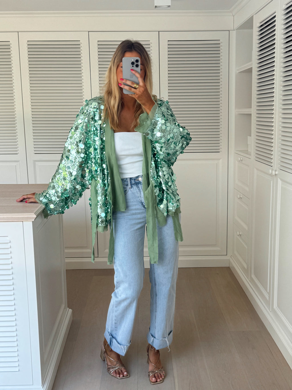 Gilet Phibie - vert à paillettes