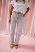 Jeans Anabella - bleu à fleurs