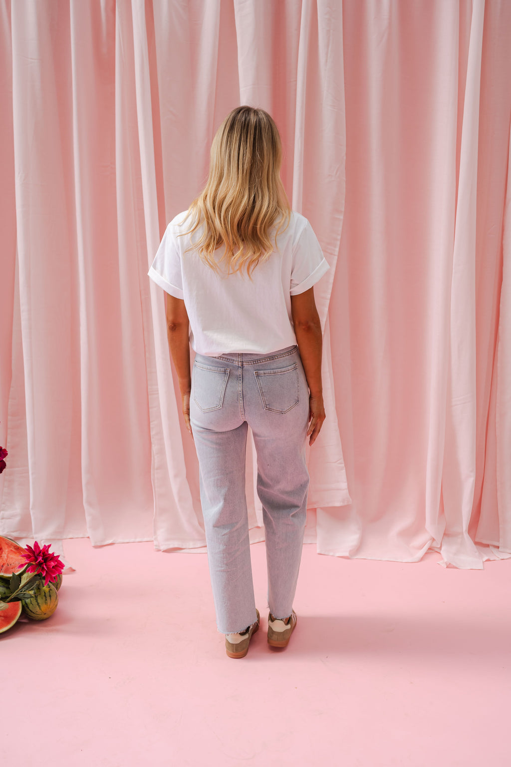 Jeans Anabella - bleu à fleurs