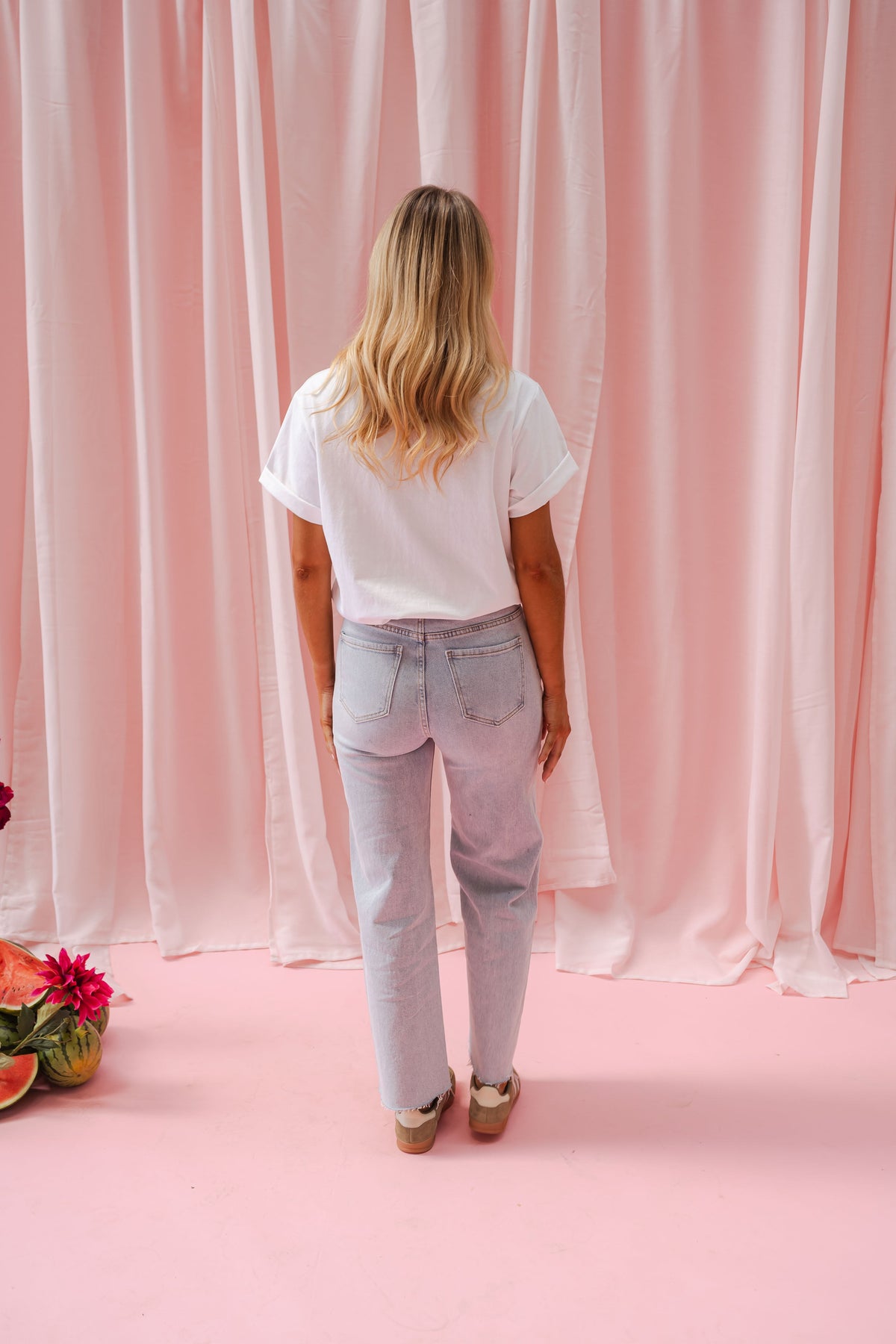 Jeans Anabella - bleu à fleurs