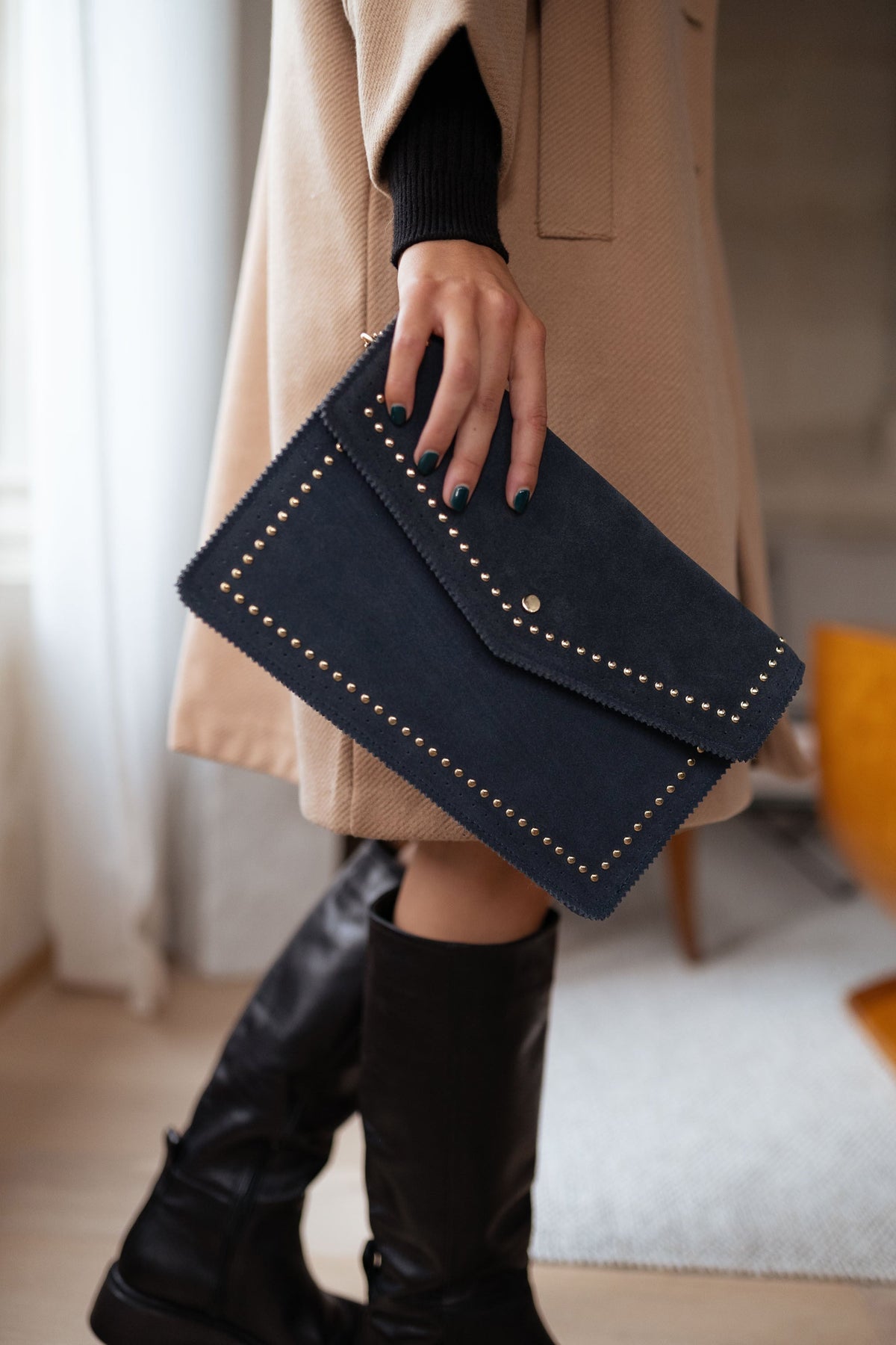 Pochette Jiani - marine/grise en cuir