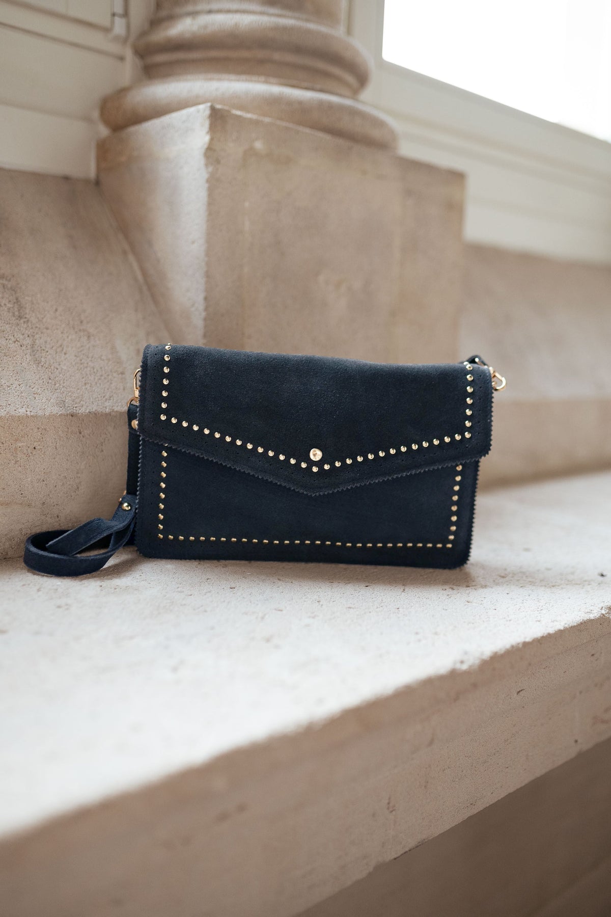 Pochette Jiani - marine/grise en cuir
