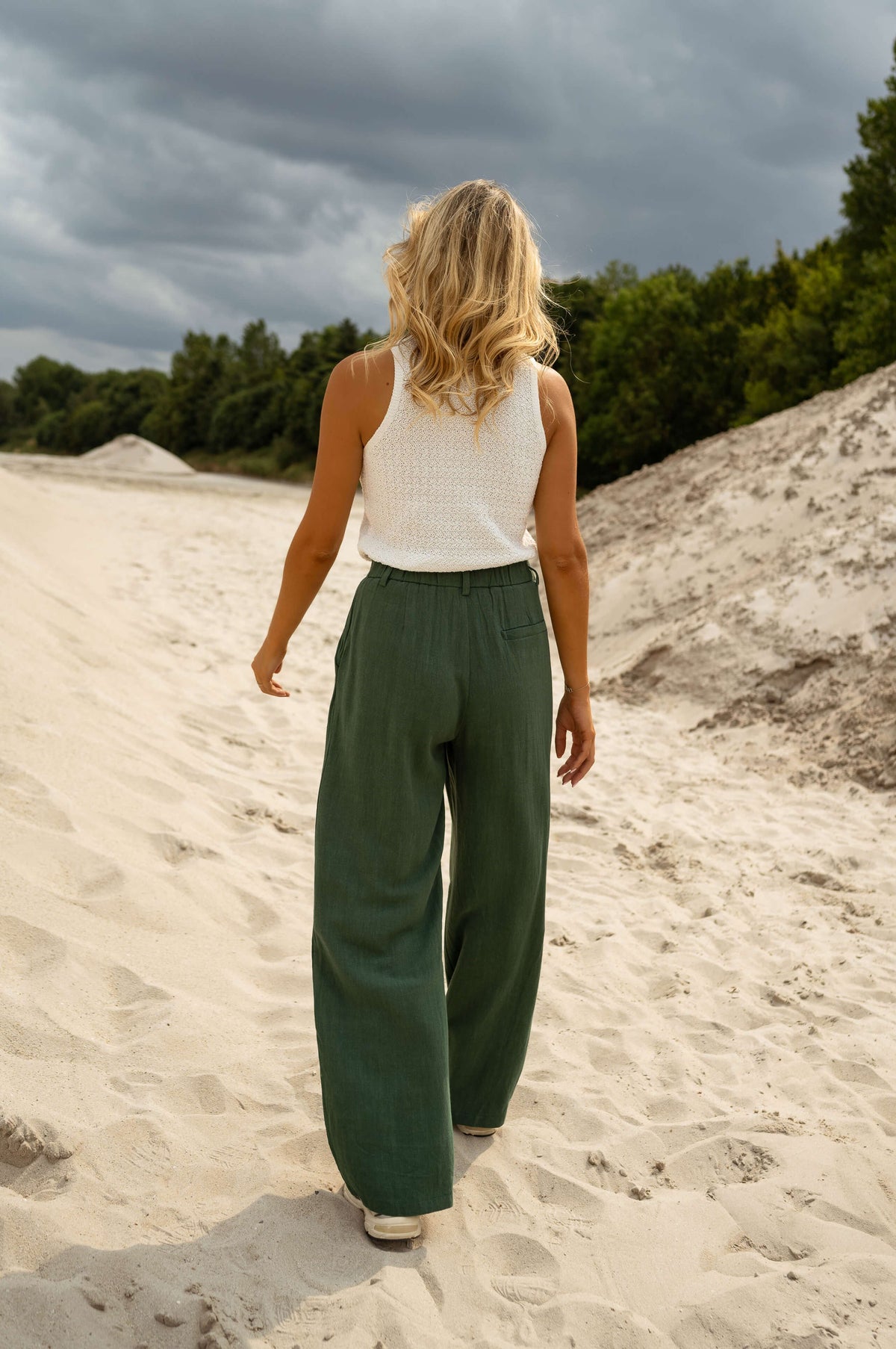 Pantalon Joey - vert sapin en lin