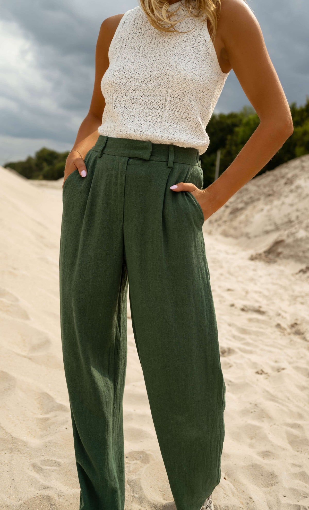 Pantalon Joey - vert sapin en lin