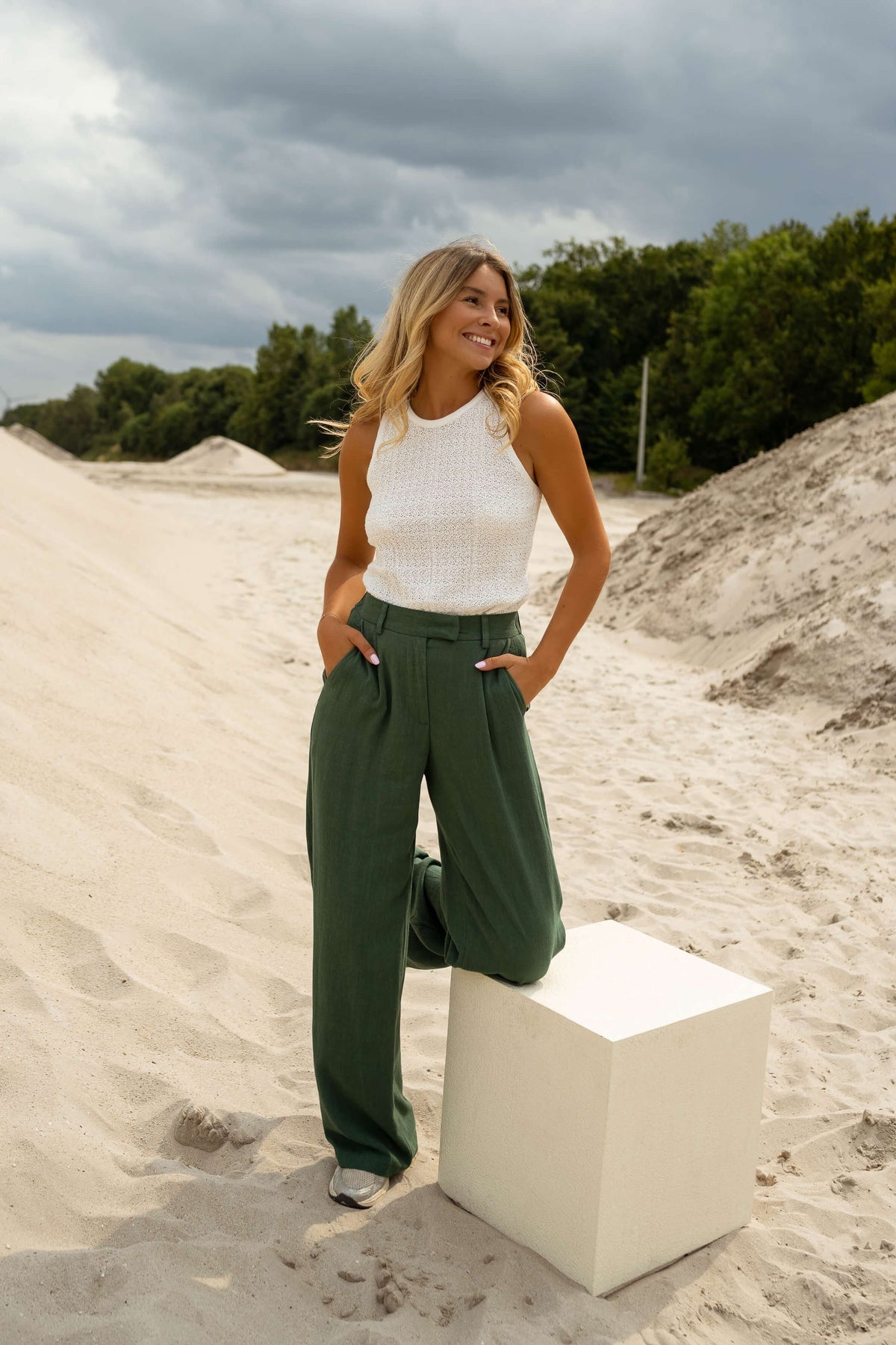 Pantalon Joey - vert sapin en lin