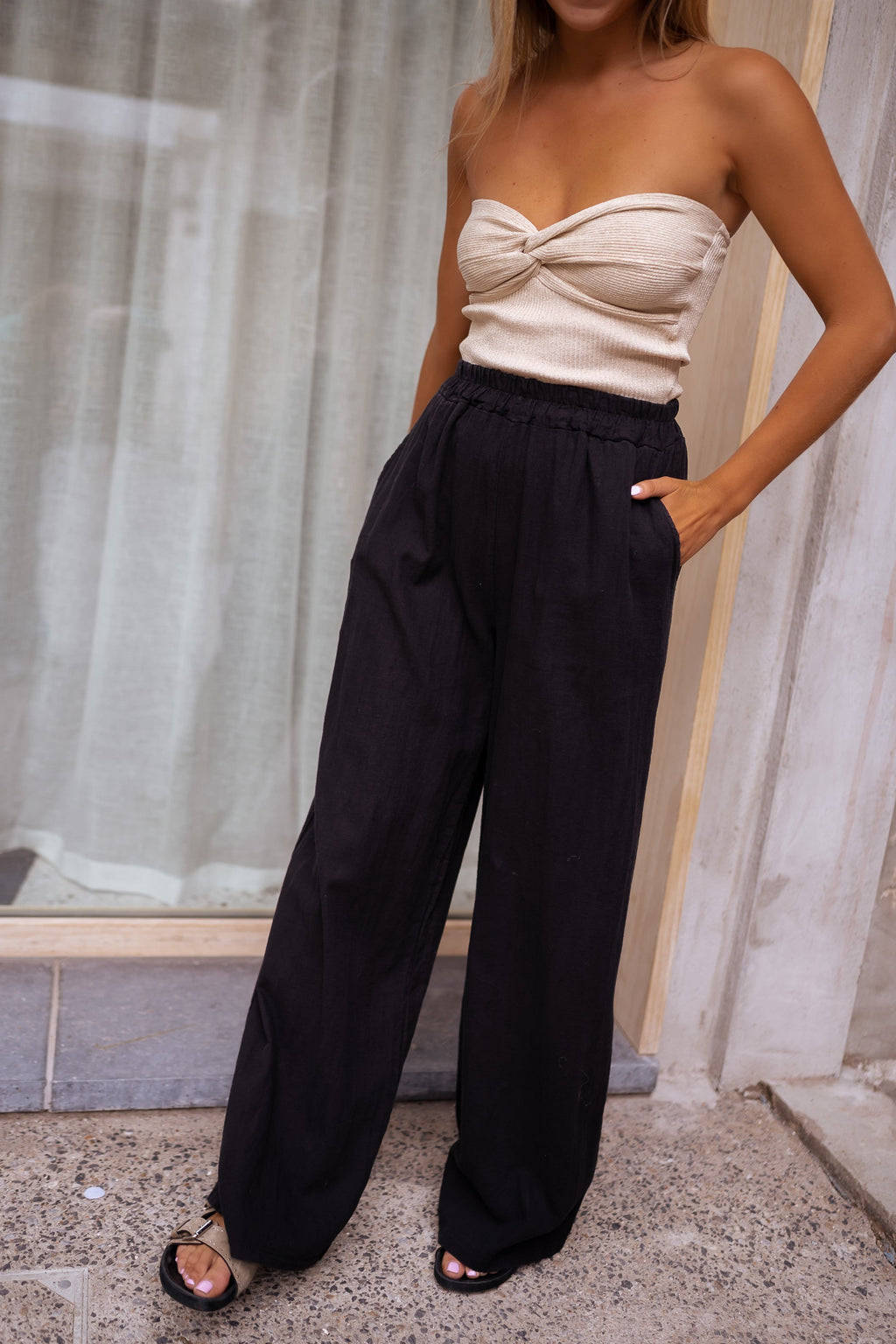 Pantalon Tim en lin - noir