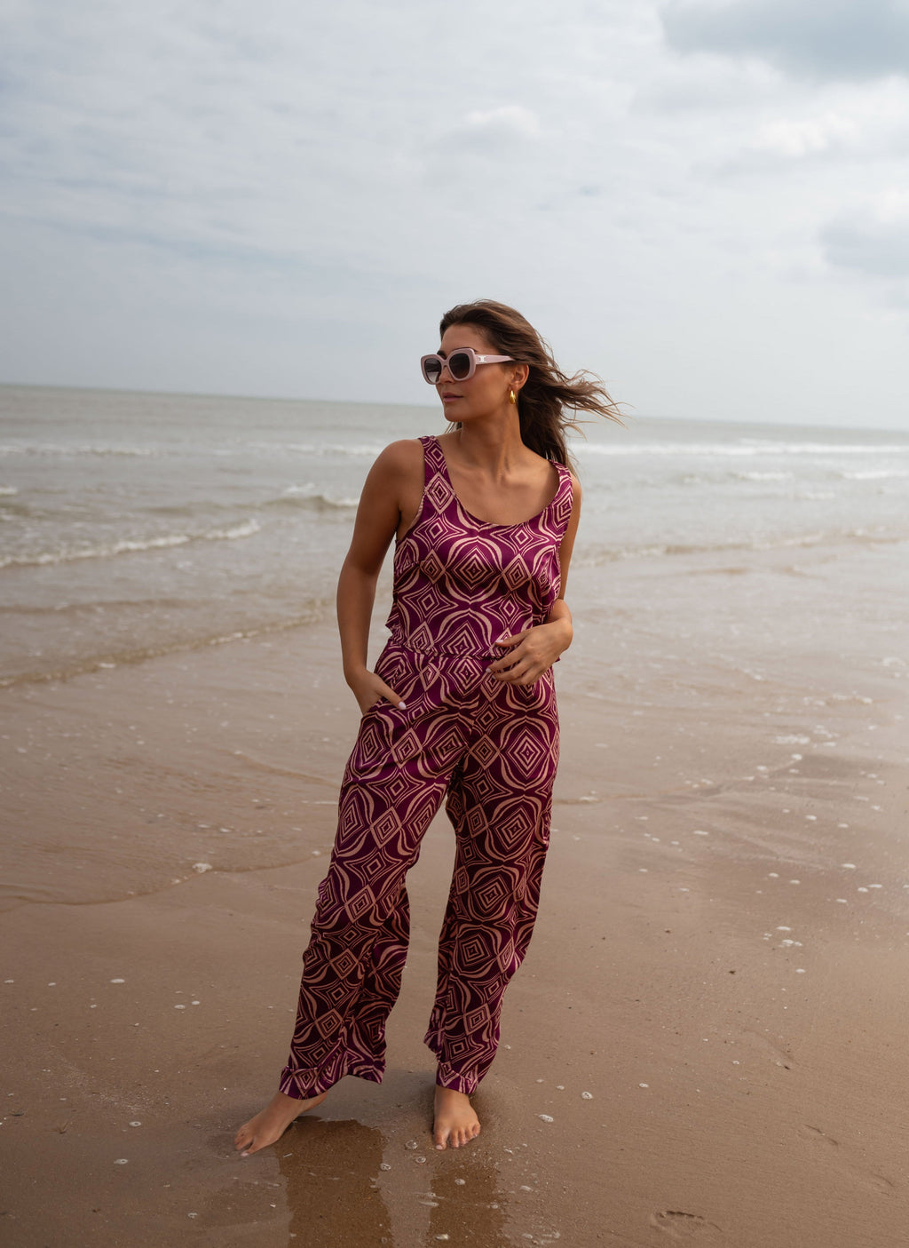 Pantalon Telio - mauve à motifs