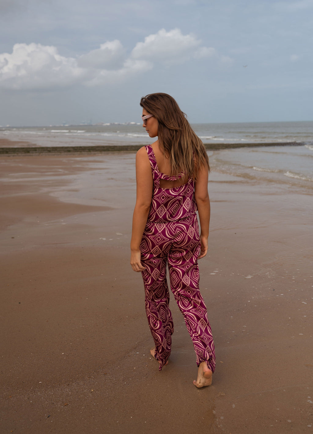 Pantalon Telio - mauve à motifs