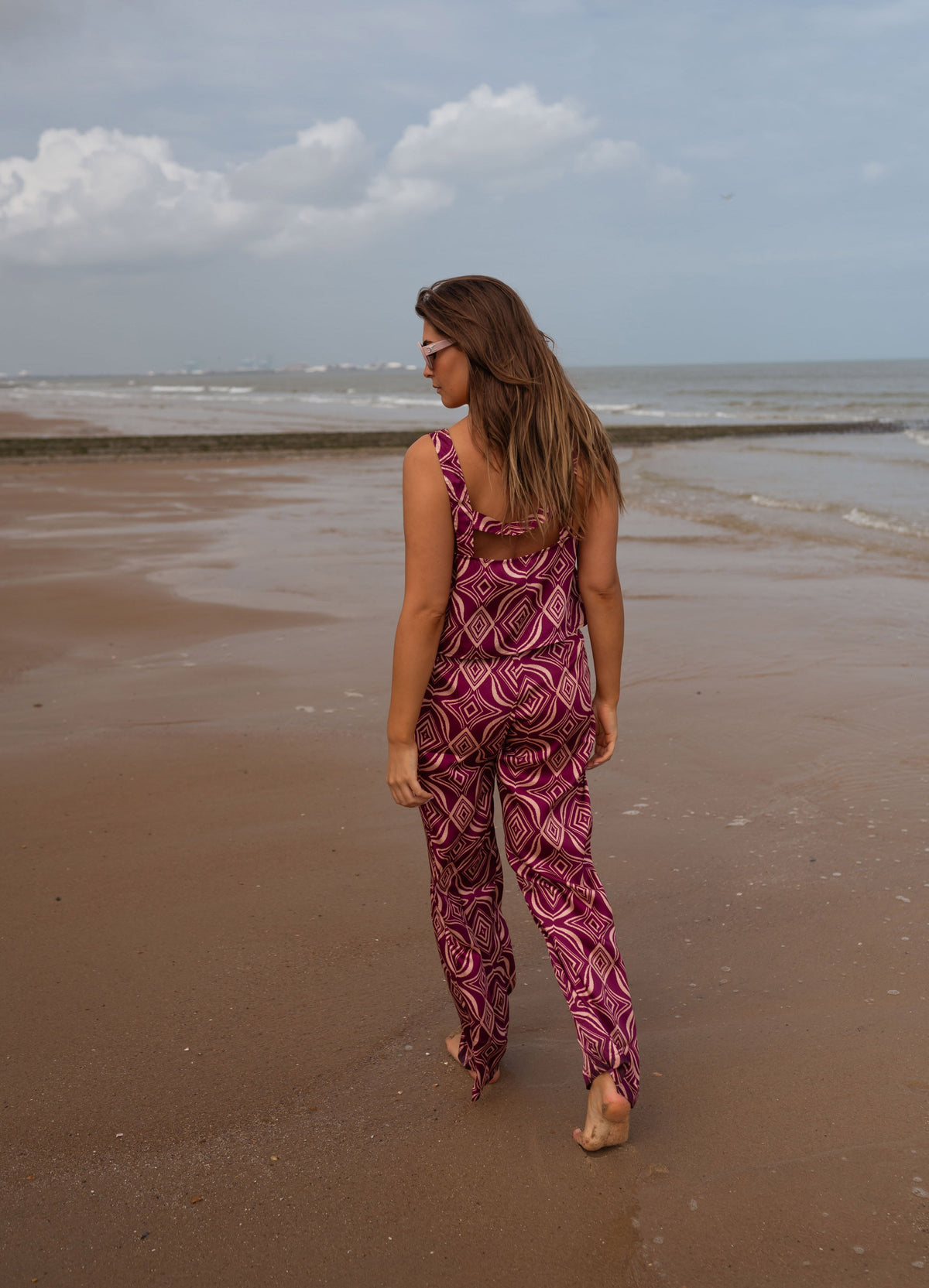 Pantalon Telio - mauve à motifs