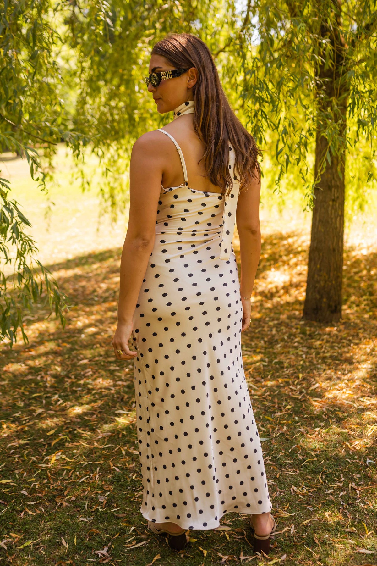 Robe Albane - écrue à pois noirs
